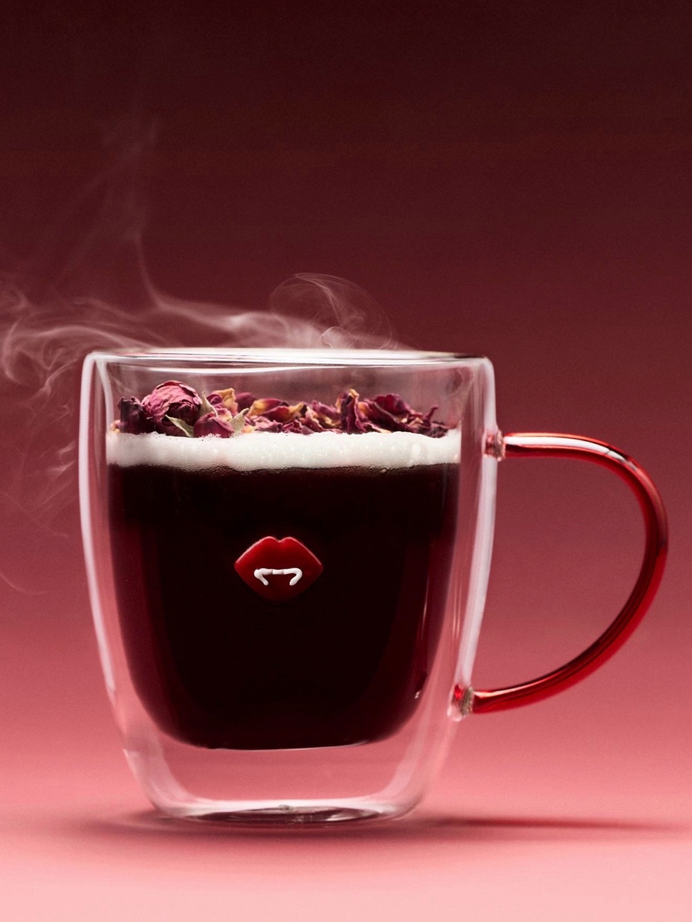 Anthropologie Halloween Vampire Lips Double Wall Glass Mug